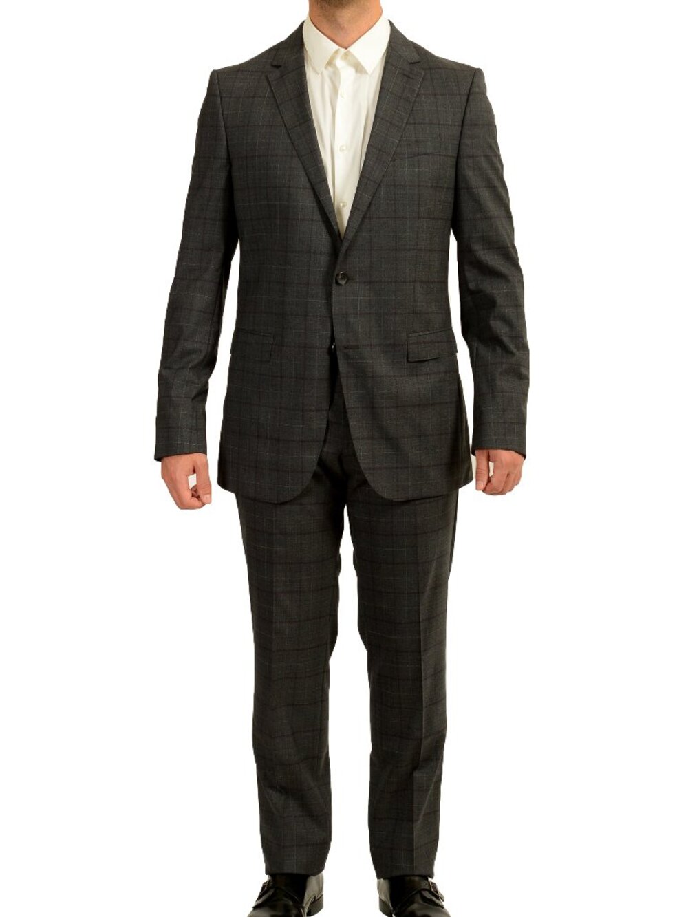 Hugo Boss Men's "Novan5/Ben2" Slim Fit 100% Wool Plaid Suit US 42L IT 52L